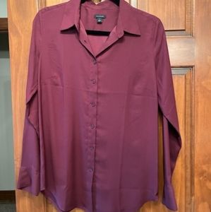 Ann Taylor Maroon Long Sleeve Blouse (M)